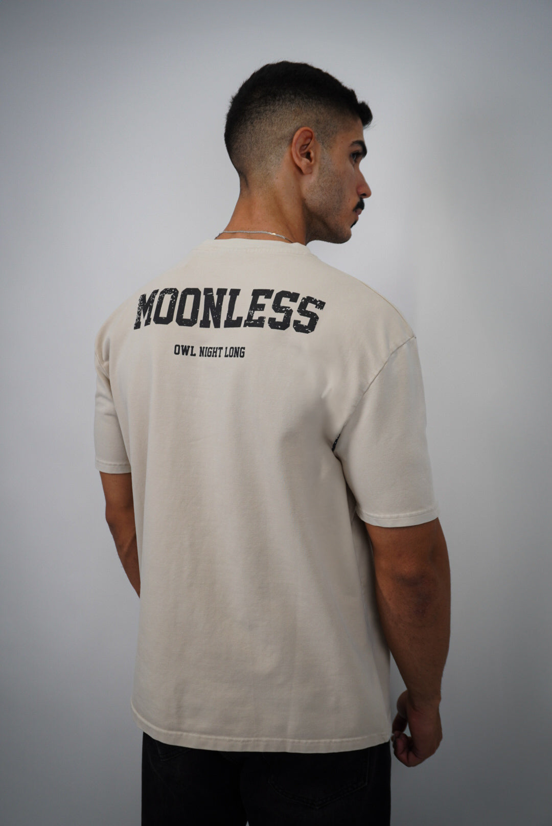 T-shirt Moonless To Front & Back - Vintage Washed Off-white