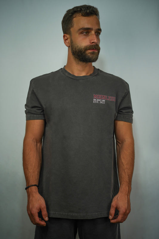 Oversized T-shirt Moonless To Front and Back- Vintage Washed Brown