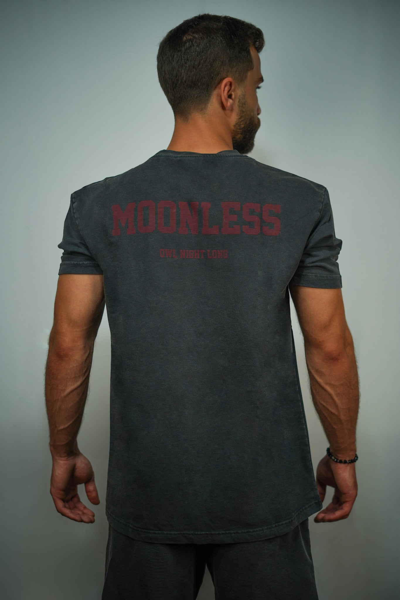 Oversized T-shirt Moonless To Front and Back- Vintage Washed Black