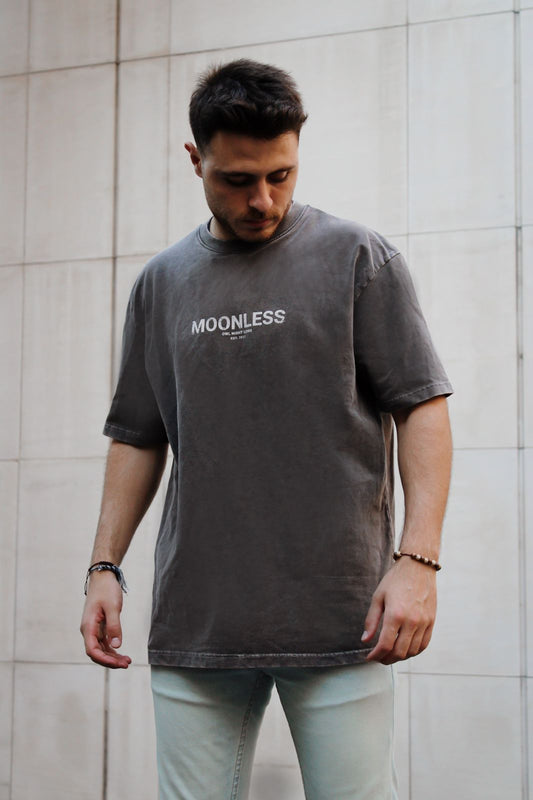 Oversized T-Shirt Moonless To Front - Vintage Washed Grey