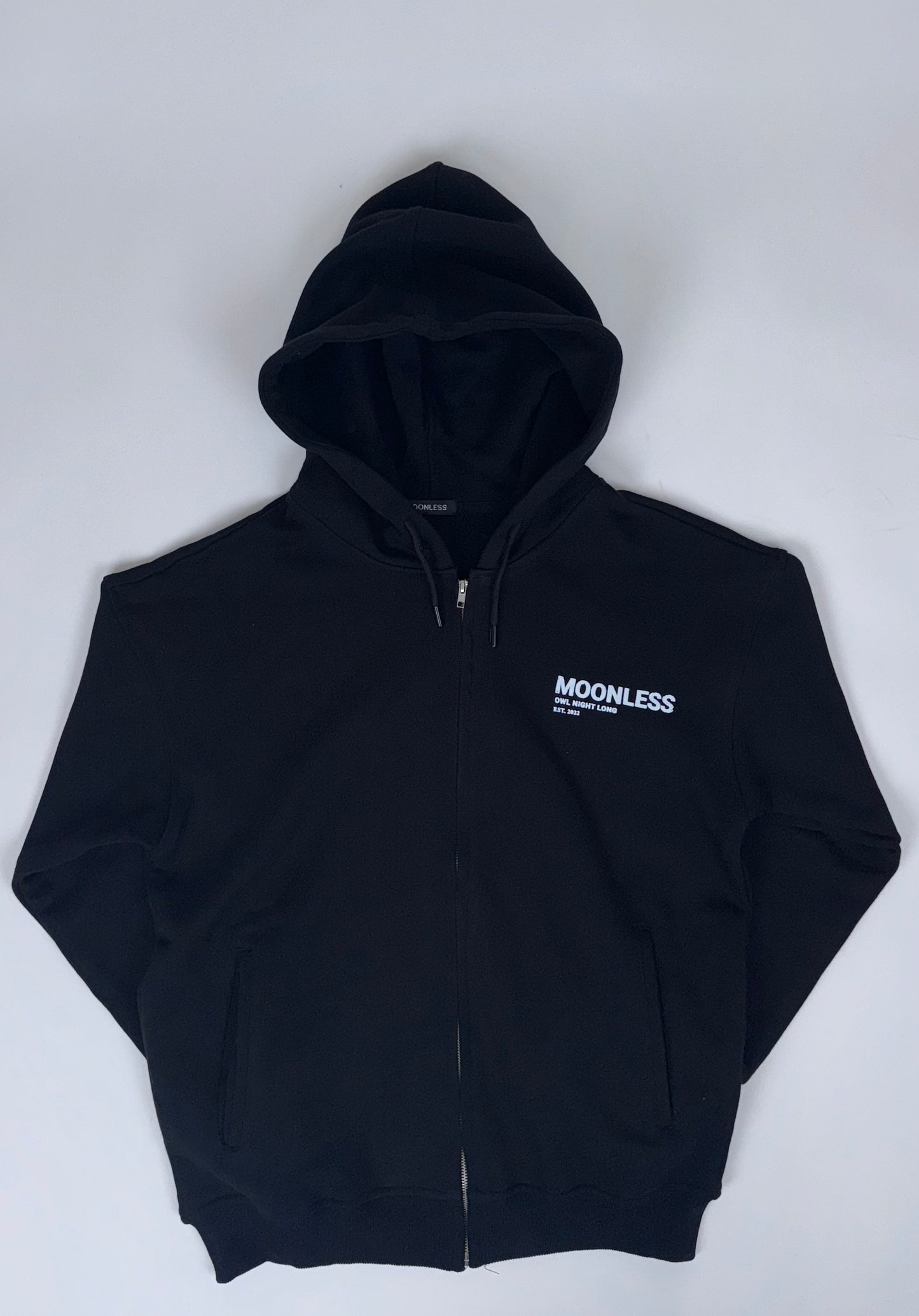 Black Moonless Zipper Hoodie