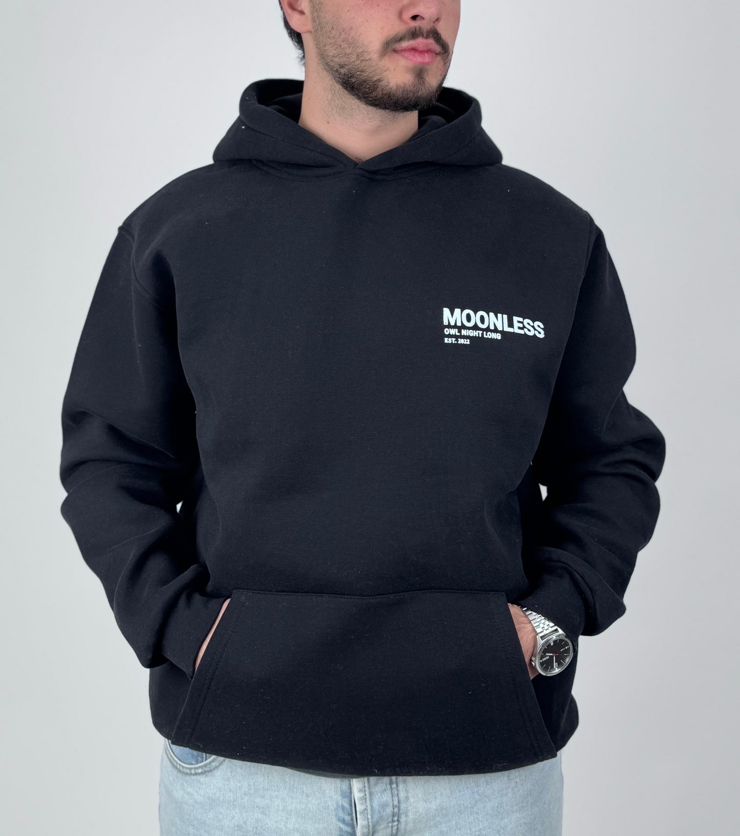 Oversized Black Moonless Hoodie