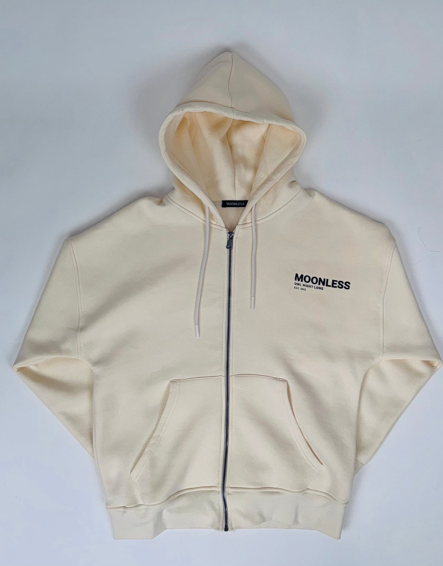 Moonless Beige Zipper Hoodie